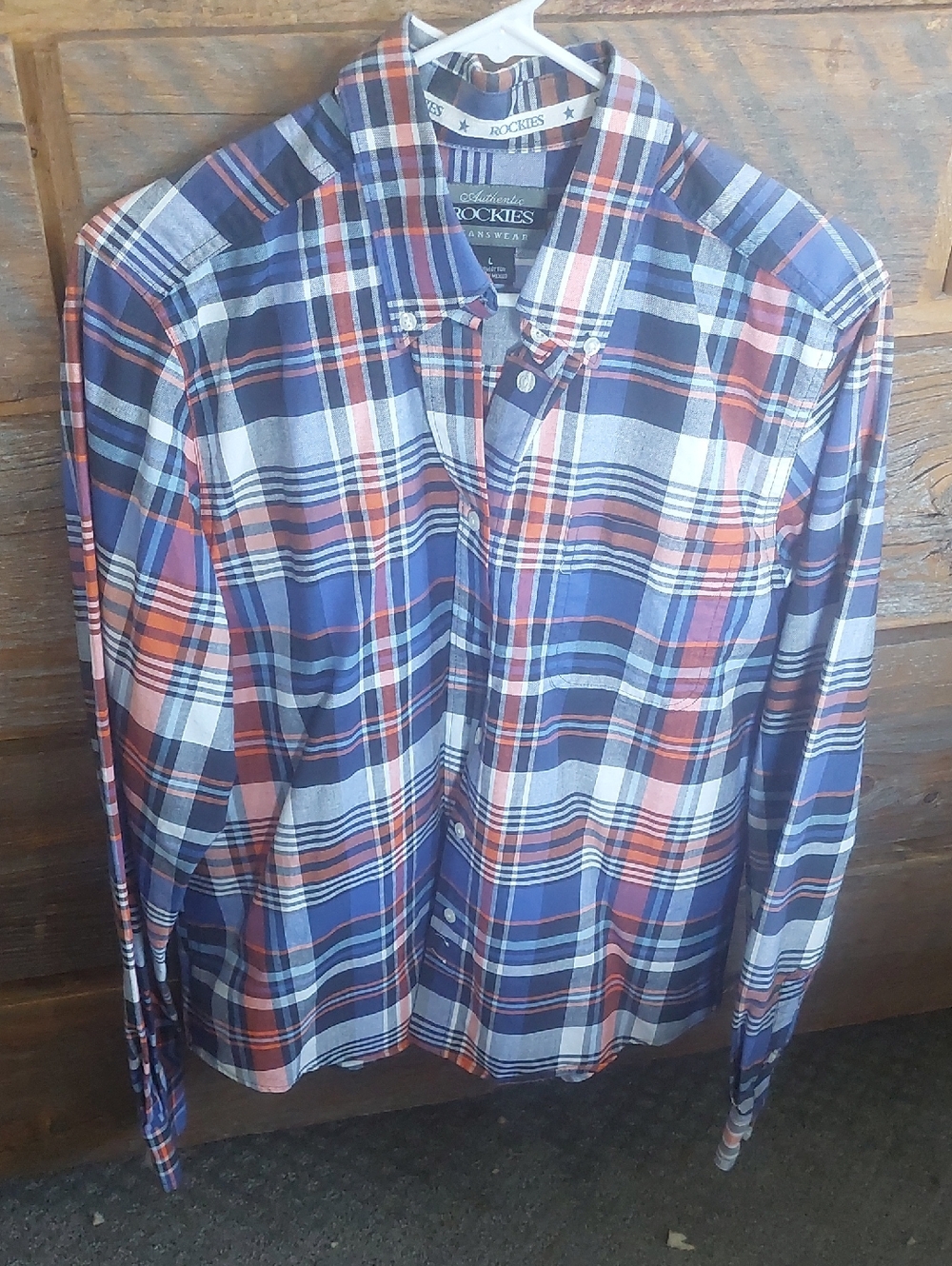 Rockies Navy Red White Plaid Button-Down Shirt